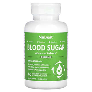 NuBest, Açúcar no Sangue, Força Extra, 60 Cápsulas Vegetarianas