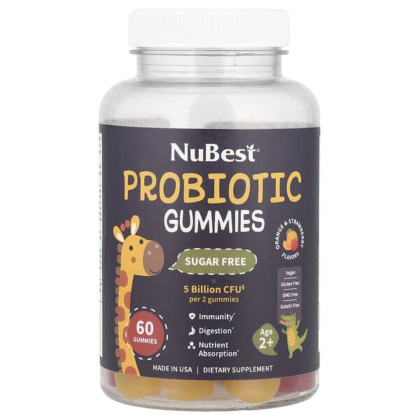Probiotic Gummies, Age 2+, Orange & Strawberry, 60 Gummies