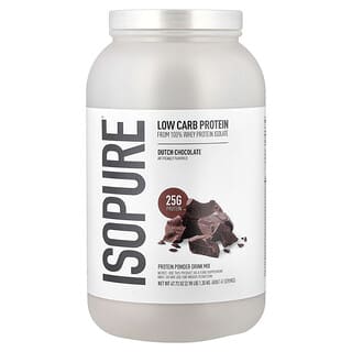 Isopure, протеиновый порошок с низким содержанием углеводов, голландский шоколад, 1,39 кг (3,07 фунта)