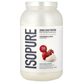 Isopure, Zero Carb Protein Powder, Strawberries & Cream, 3 lb (1.36 kg)