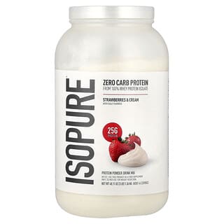 Isopure, протеиновый порошок без углеводов, со вкусом клубники со сливками, 1,4 кг (3,1 фунта)