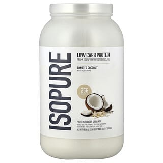 Isopure, Нисковъглехидратен протеин на прах, препечен кокос, 3 фунта (1,36 кг)