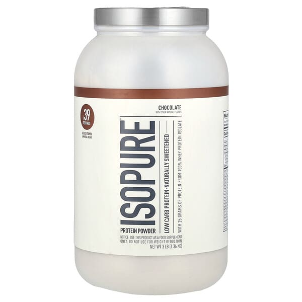 Isopure, 乳清蛋白分離粉，天然巧克力風味，3磅（1361克）