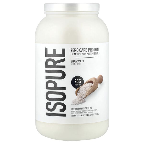Isopure, Zero Carb Protein Powder, Unflavored, 3 lb (1.36 kg)