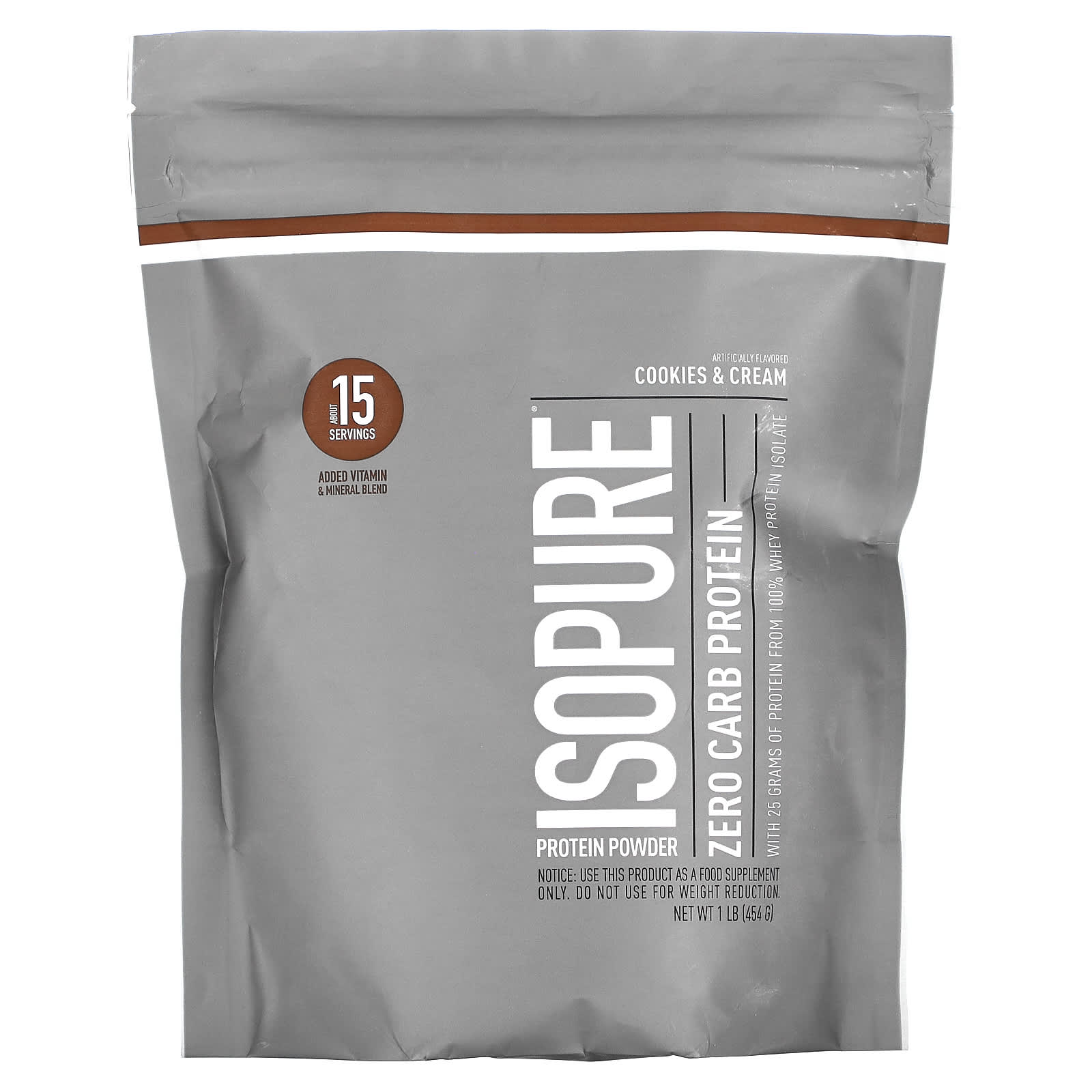 Isopure, Zero Carb Protein Powder, Cookies & Cream, 1 lb (454 g)