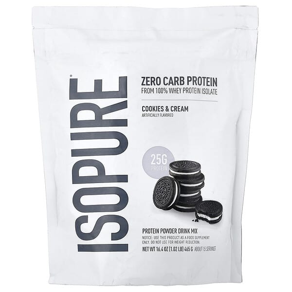Zero Carb Protein Powder, Cookies & Cream, 1.02 lb (465 g)