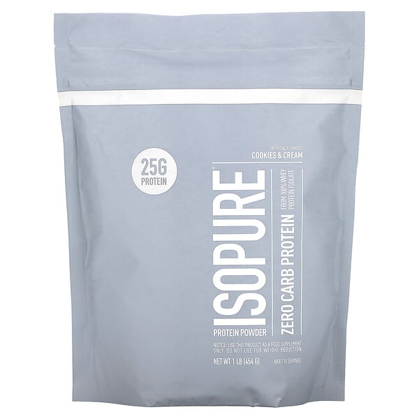 Isopure, IsoPure，蛋白粉，零碳水，餅乾 &amp; 奶油，1磅（454克）