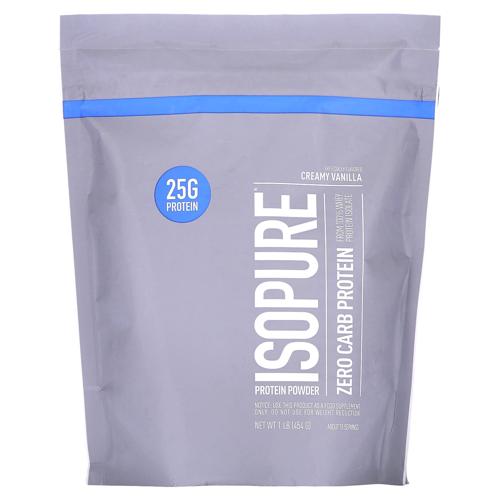 Isopure, Zero Carb Protein Powder, Creamy Vanilla, 1 Lb (454 G)