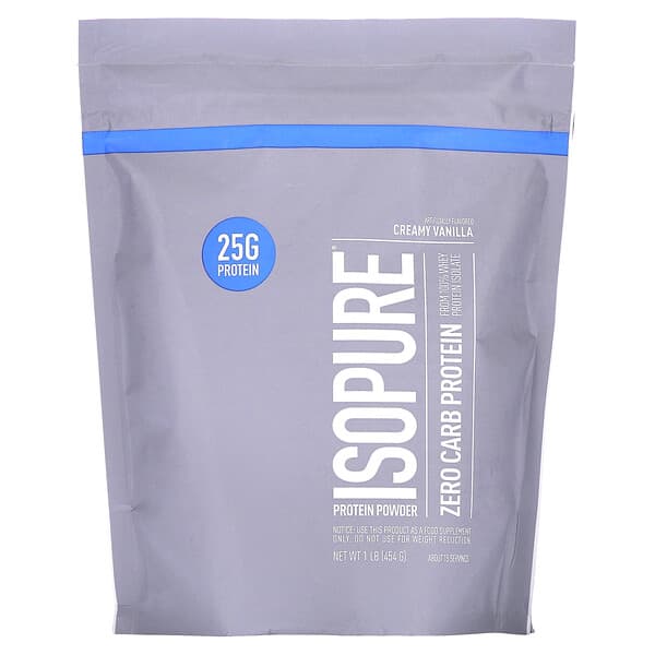 Isopure, Zero Carb Protein Powder, Creamy Vanilla, 1 lb (454 g)