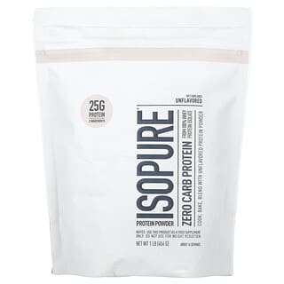 Isopure, Proteína en polvo sin carbohidratos, Sin sabor, 454 g (1 lb)