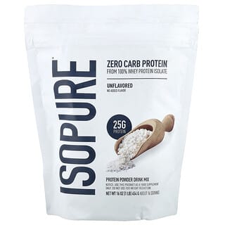 Isopure, Proteína en polvo sin carbohidratos, Sin sabor, 454 g (1 lb)