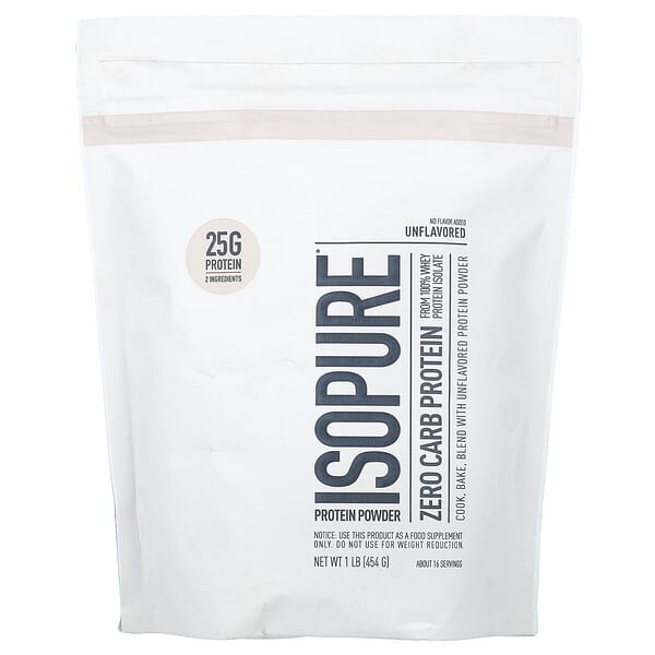 Isopure, Zero Carb Protein Powder, Unflavored, 1 lb (454 g)