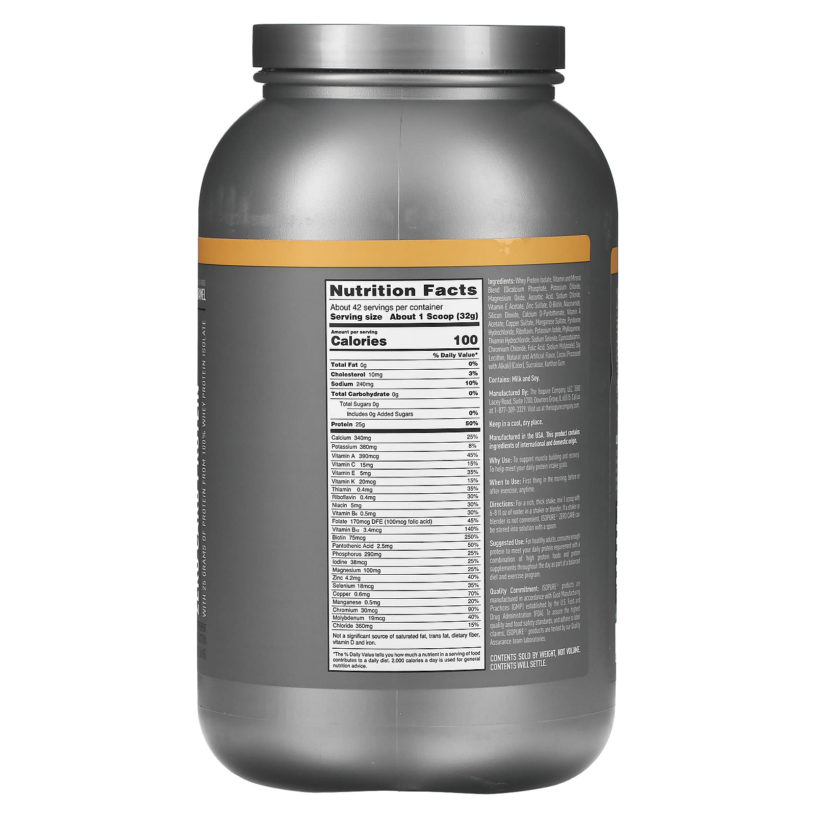 Isopure Zero Carb Protein Powder Vanilla Salted Caramel 3 Lb 1 36 Kg