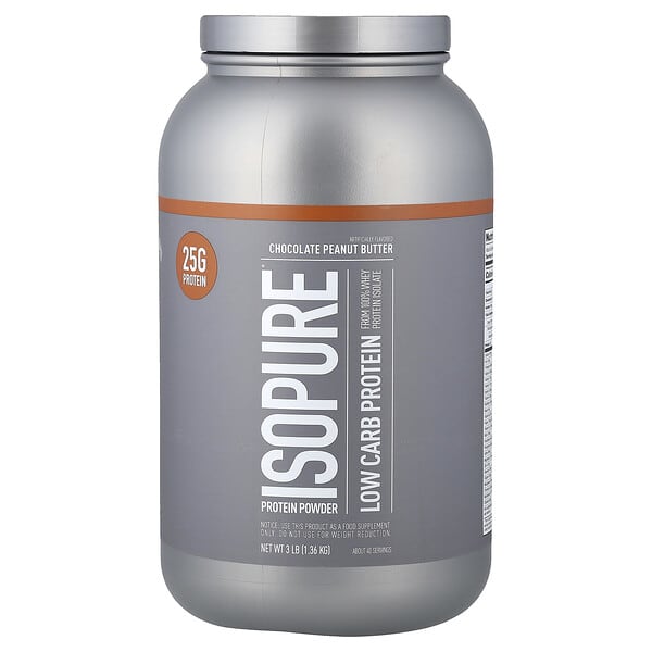 Isopure, IsoPure，蛋白粉，低碳水化合物，巧克力花生醬，3 磅（1.36 千克）
