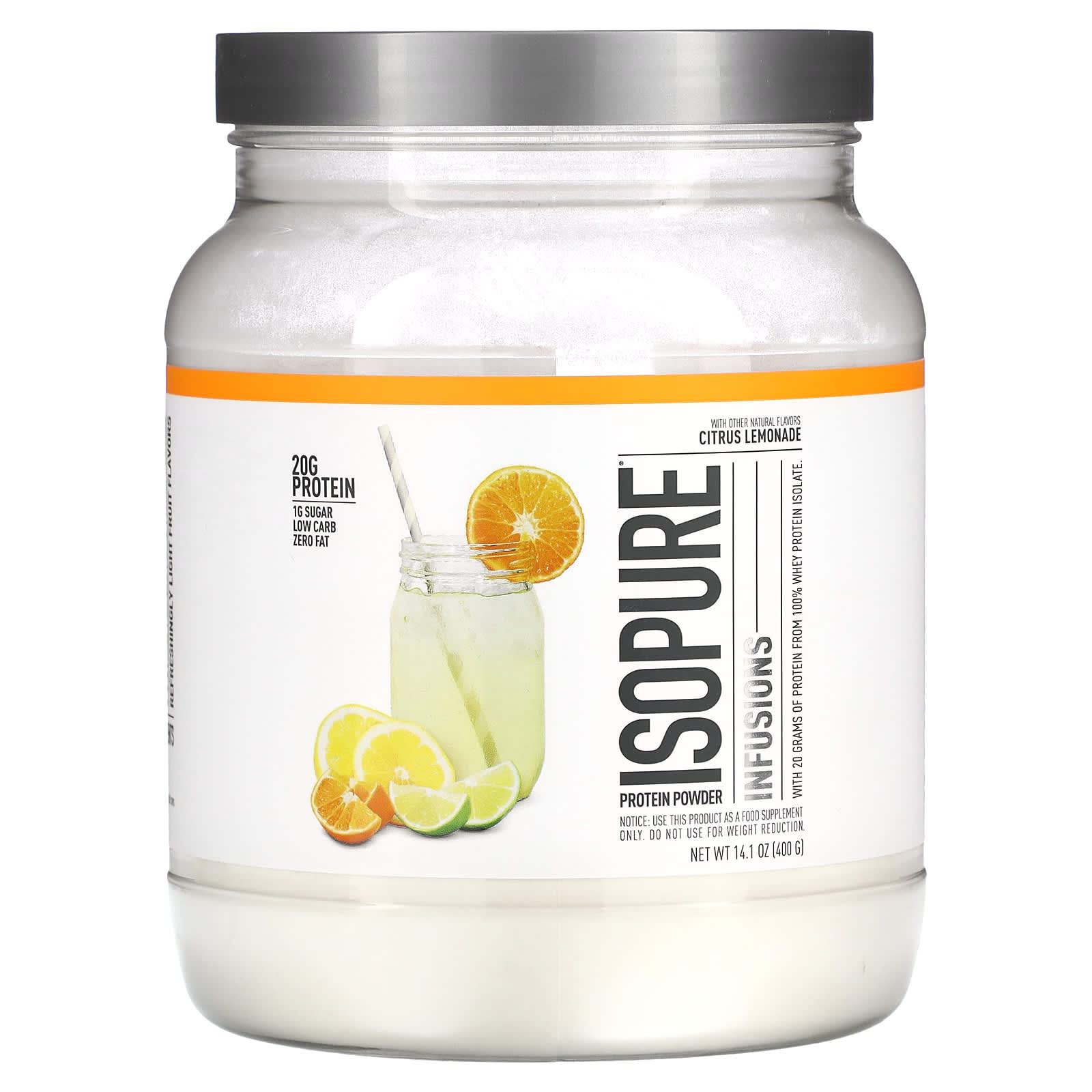 Isopure Infusions Protein Powder Citrus Lemonade 141 Oz 400 G