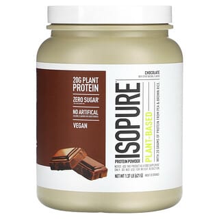 Isopure, 식물 기반 단백질, 초콜릿, 621g(1.37lb)