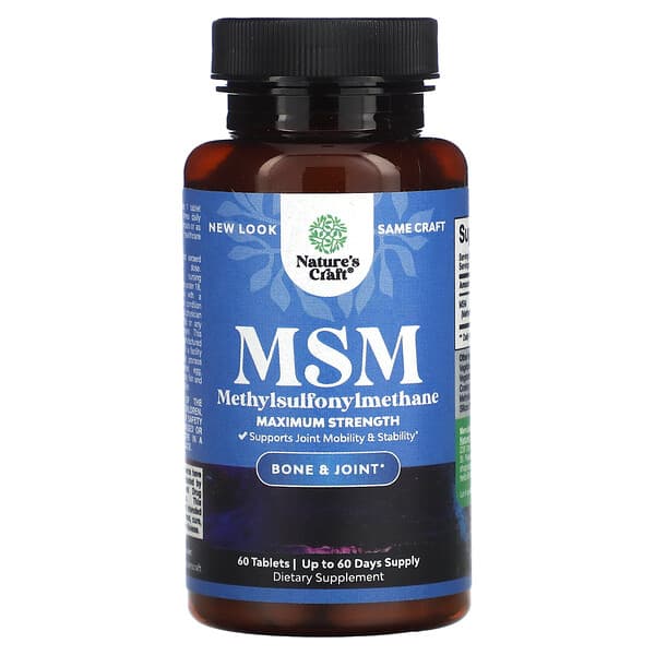 MSM, Maximum Strength, 1,000 mg, 60 Tablets