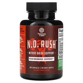 Nature's Craft, NO Rush, Refuerzo con óxido nítrico`` 60 cápsulas