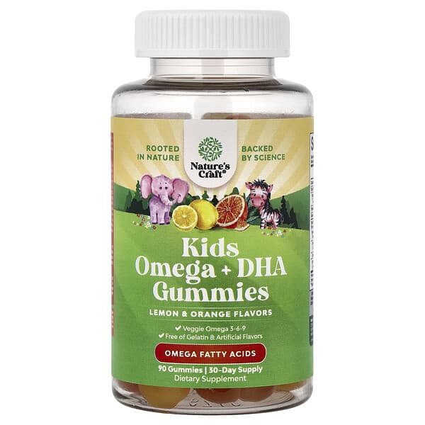 Nature's Craft, 兒童 Omega + DHA 軟糖，檸檬和橙子味，90 粒