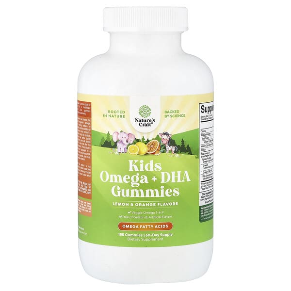 Nature's Craft, 兒童 Omega + DHA 軟糖，檸檬和橙子味，180 粒