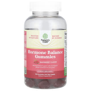 Nature's Craft, Bien-être féminin, Gommes pour l'équilibre hormonal, Framboise, 120 gommes