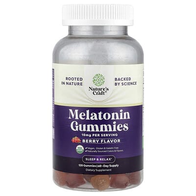 Nature's Craft, Melatonin Gummies, Berry, 120 Gummies (5 mg per Gummy)