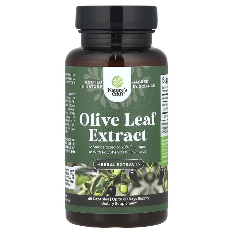 Extrato da Folha de Oliveira, 750 mg, 60 Cápsulas