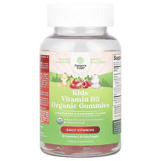 Nature's Craft, Kids Vitamin D3 Organic Gummies, Strawberry & Raspberry, 25 mcg (1,000 IU), 30 Gummies