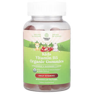 Nature's Craft, Kids Vitamin D3 Organic Gummies, Strawberry & Raspberry, 25 mcg (1,000 IU), 60 Gummies