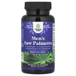 Nature's Craft, Saw Palmetto para Homens, 60 Cápsulas