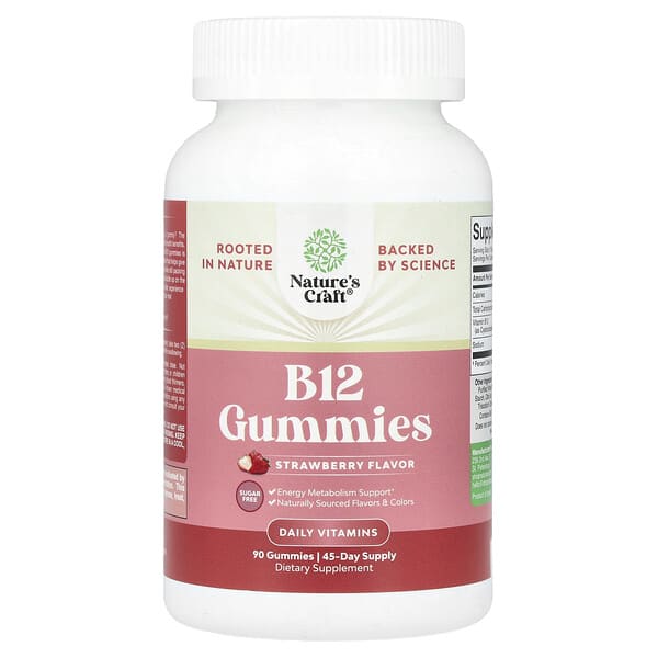 Nature's Craft B12 Gummies, Strawberry, 90 Gummies