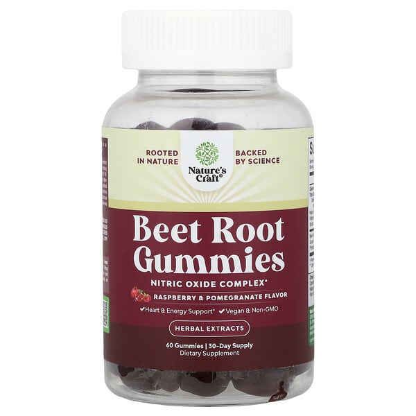 Nature's Craft, Beet Root Gummies, Raspberry & Pomegranate, 60 Gummies