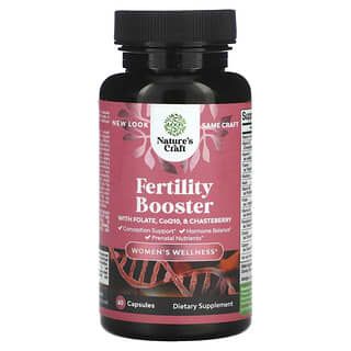 Nature's Craft, Refuerzo para la fertilidad con folato, CoQ10 y sauzgatillo para mujeres, 60 cápsulas
