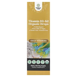 Nature's Craft, Økologiske vitamin D3 + K2 dråber, alkoholfri, 60 ml