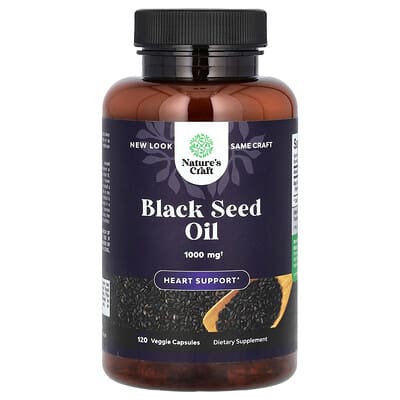 Nature's Craft, Black Seed Oil, 1000 mg, 120 Vegetarian Capsules (500 mg each capsule)