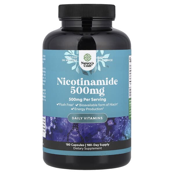 Nature's Craft, Nicotinamide, 500 mg , 180 Capsules — product photo 1