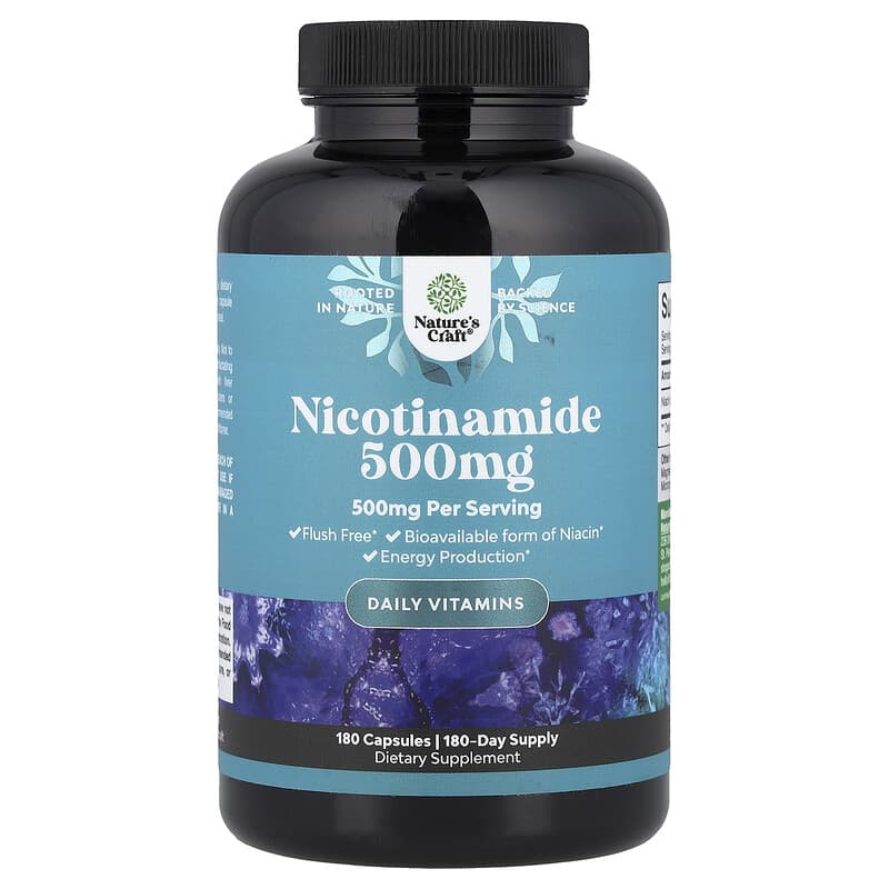 Nicotinamida, 500 mg, 180 Cápsulas
