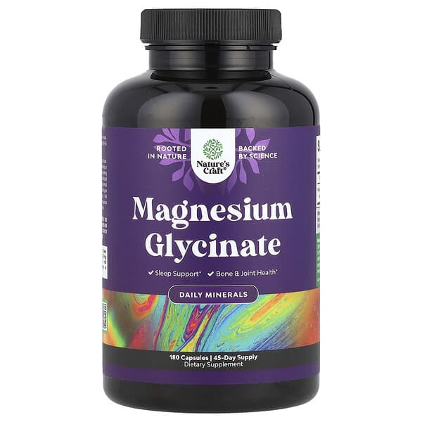 Nature's Craft Magnesium Glycinate, 180 Capsules (100 mg per Capsule)