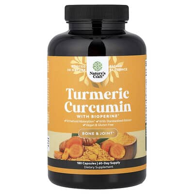 Nature's Craft, Curcumin with BioPerine®, 180 Capsules