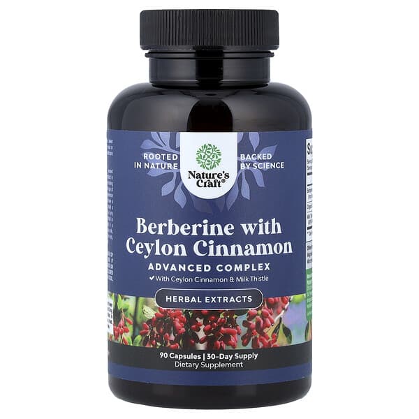 Nature's Craft, Berberine with Ceylon Cinnamon, 90 Capsules — product photo 1