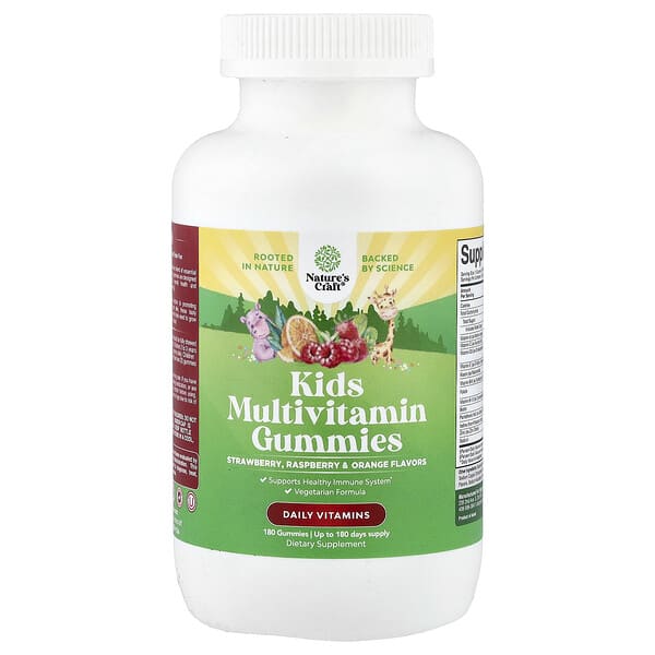 Kids Multivitamin Gummies, Strawberry, Raspberry & Orange, 180 Gummies