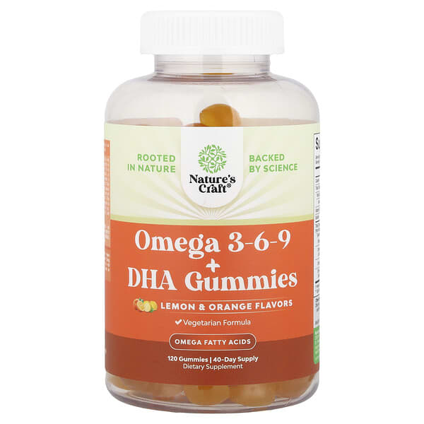 Nature's Craft, Omega 3-6-9 + DHA Gummies, Lemon & Orange, 120 Gummies — product photo 1