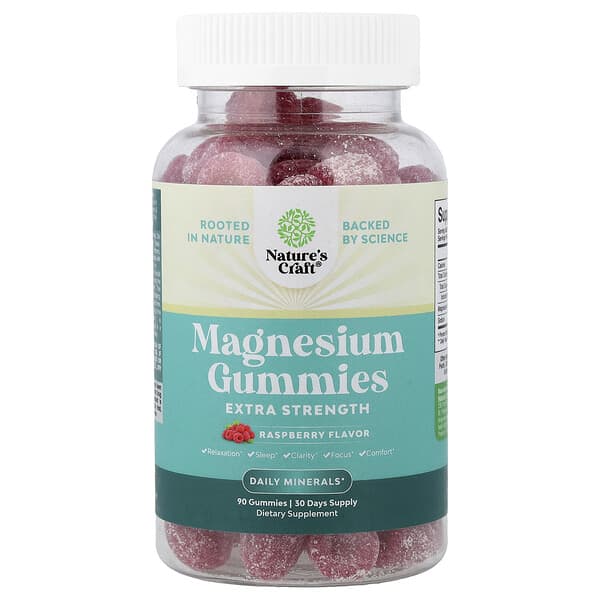 Nature's Craft, Magnesium Gummies, Raspberry, 90 Gummies — product photo 1