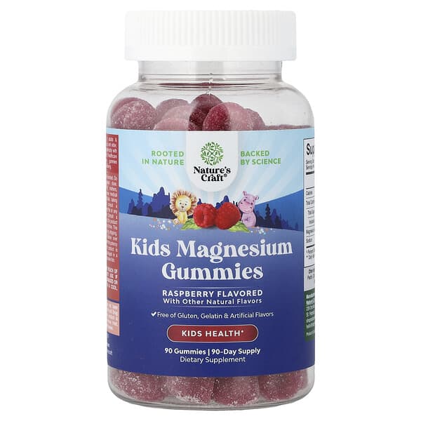 Nature's Craft, Kids Magnesium Gummies, Raspberry, 90 Gummies — product photo 1