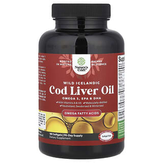 Nature's Craft, Huile de foie de morue sauvage d'Islande avec vitamines A et D3, 180 capsules à enveloppe molle