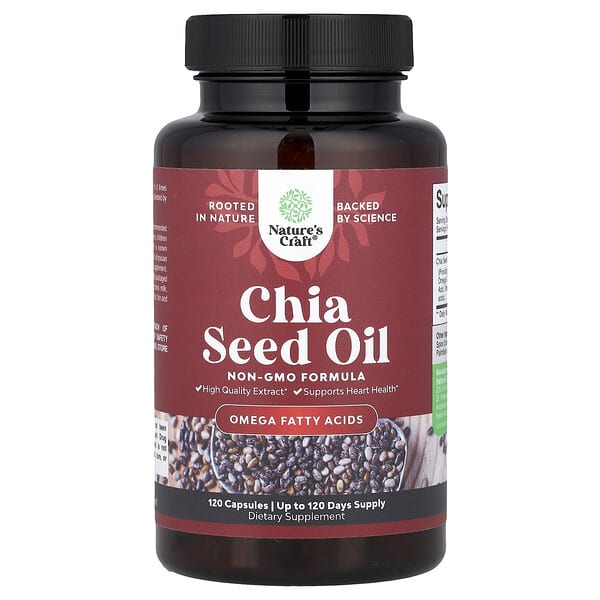 Nature's Craft, Chia Seed Oil, 500 mg, 120 Capsules — product photo 1