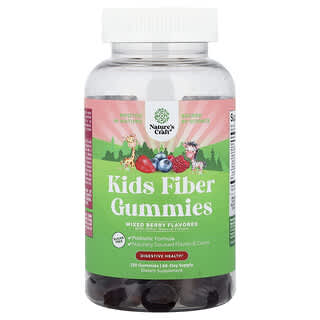 Nature's Craft, Gummies Fiber Kanak-kanak, Tanpa Gula, Beri Campuran, 120 Gummies