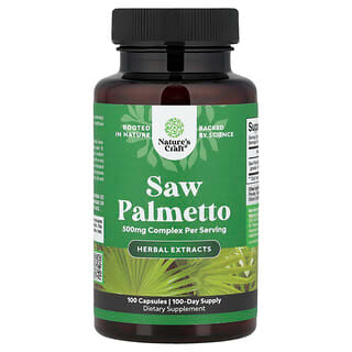 Nature's Craft, Palma enana americana, 500 mg, 100 cápsulas