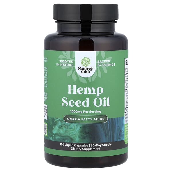 Nature's Craft, Hemp Seed Oil, 120 Liquid Capsules (500 mg per Capsule) — product photo 1
