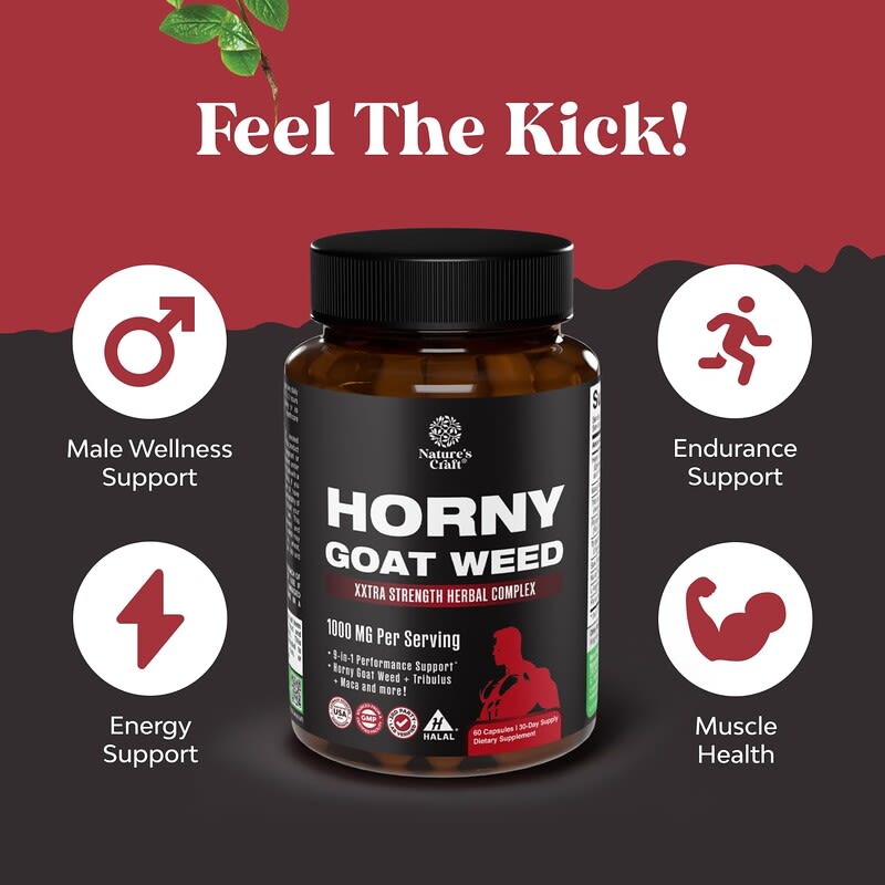 Horny Goat Weed, Complejo herbal Xxtra Strength, 60 cápsulas